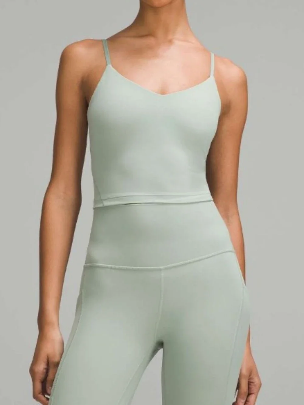 Lululemon Align Cropped Cami Tank A/B Cup Jade Grey? EUC